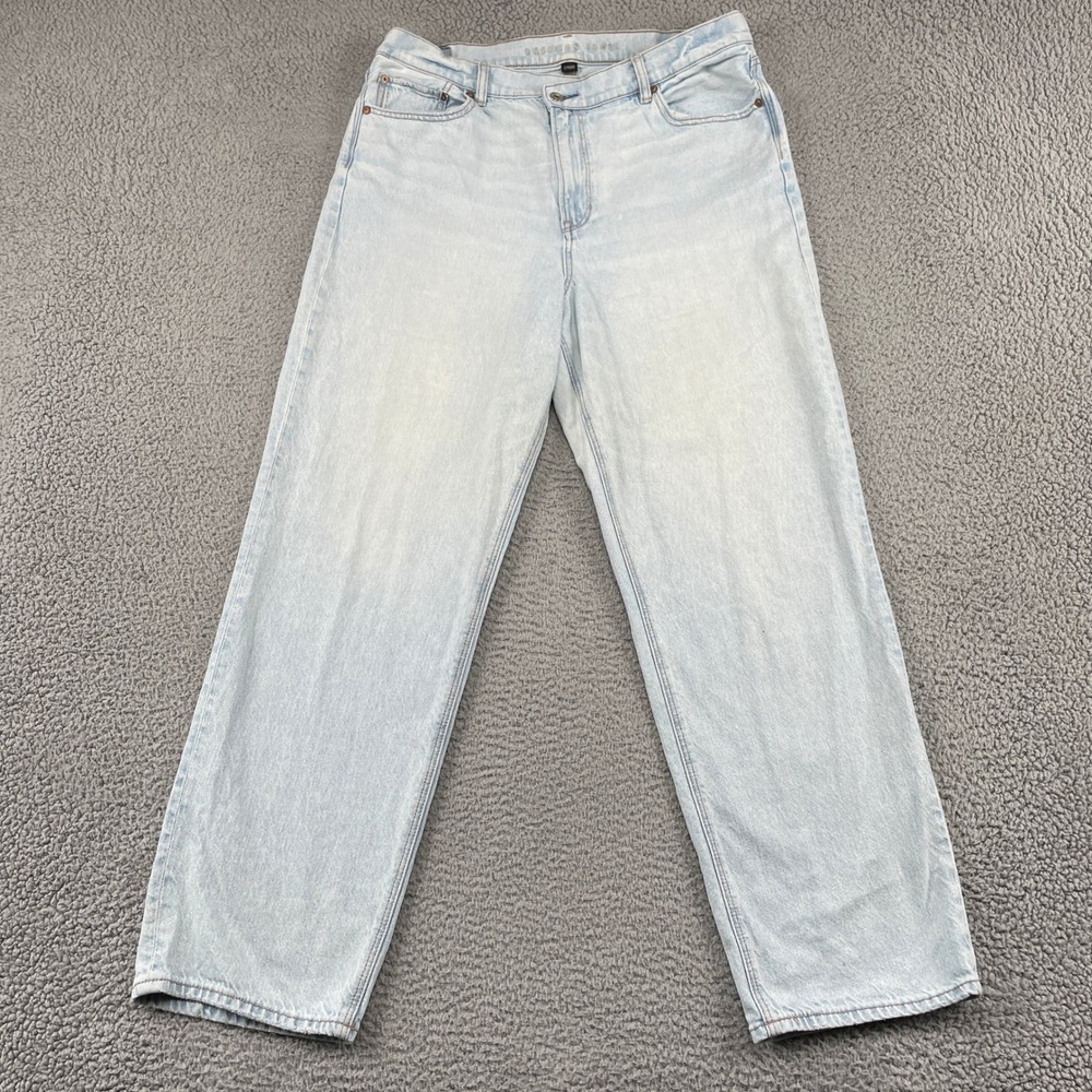 American Eagle Jeans Womens 16 Light Wash Highest Rise Baggy Straight Strigid